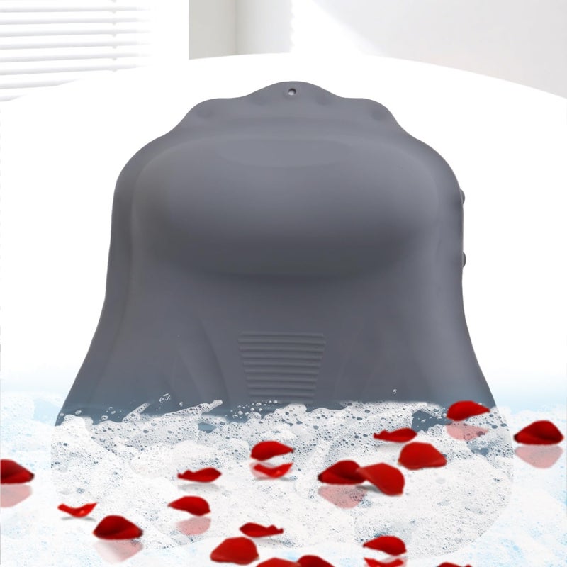 Deenwada Silicone Bath Pillow for Tub – Ergonomic Bathtub Headrest with Inflatable Air Cushion, Non-Slip Suction Cups & Neck/Back Support – Comfortable Spa Bath Accessory for Relaxation (Grey) - Image 1